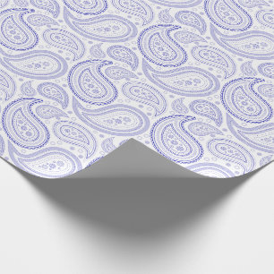 Paisley Royal Blue op White Wrapping Paper Cadeaupapier