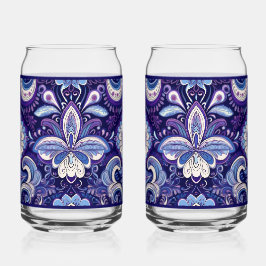 Paisley Royal Blue Soda Glass Blikvorm Glas