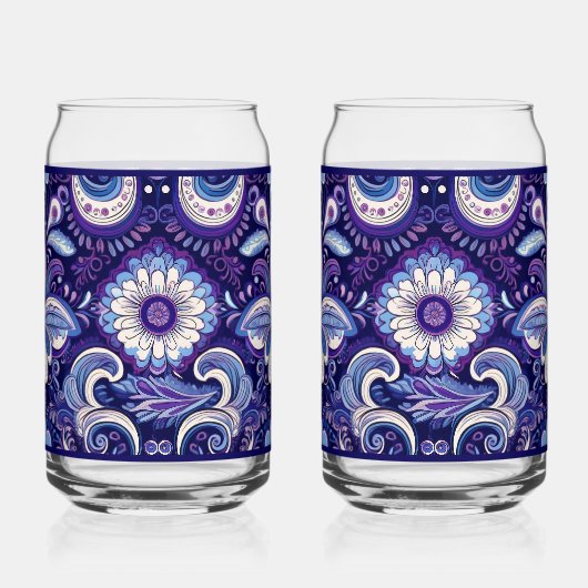 Paisley Royal Blue Soda Glass Blikvorm Glas (Links)