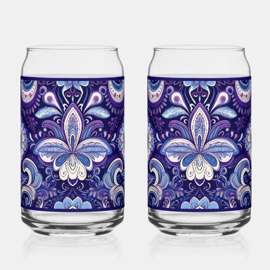 Paisley Royal Blue Soda Glass Blikvorm Glas (Achterkant)