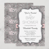 Paisley Roze Baby shower Uitnodiging (Voorkant / Achterkant)