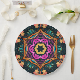 Paisley Roze Bloembloem 6a4 Papieren Bordje