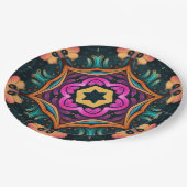 Paisley Roze Bloembloem 6a4 Papieren Bordje (Gekanteld)