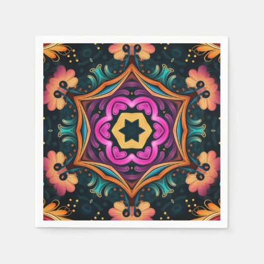 Paisley Roze Bloembloem 6a4 Servet (Voorkant)