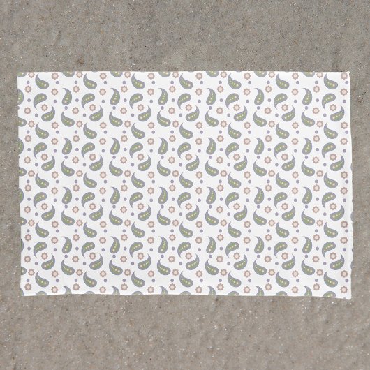 Paisley Roze Bloemen Stippen Patroon Groen Paarse Kussensloop