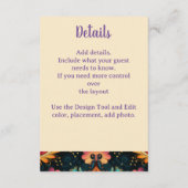 Paisley roze bloemenbruiloft informatiekaartje (Achterkant)