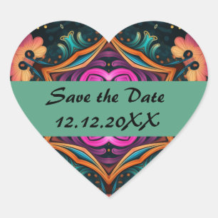 Paisley Roze Bloemige Save the date Hart Sticker