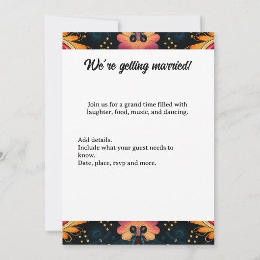 Paisley Roze Bruiloft Kaart (Achterkant)