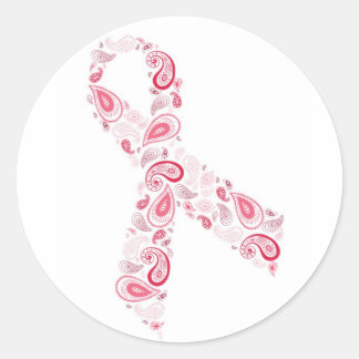 Paisley roze lint sticker - wit