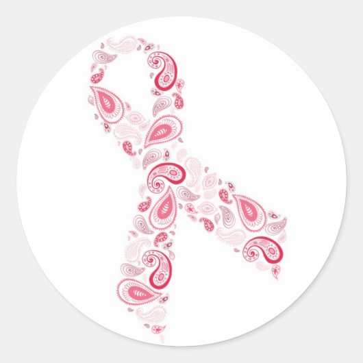 Paisley roze lint sticker - wit (Voorkant)