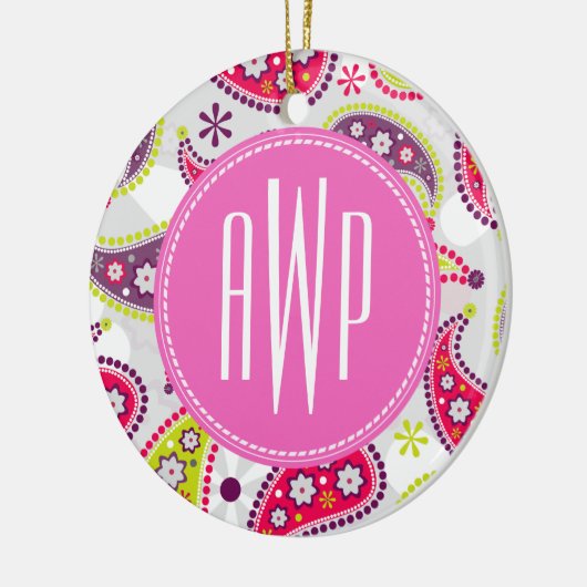 Paisley & Roze Monogram Keramisch Ornament (Links)