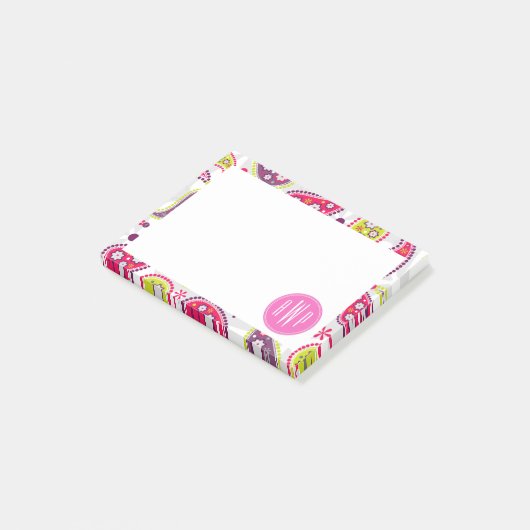 Paisley & Roze Monogram Post-it® Notes (Schuin)