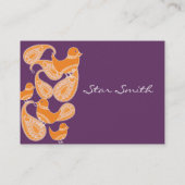  Paisley Schattigee Birdies Sinaasappel en Plum Visitekaartje (Achterkant)