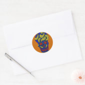 Paisley schedel sticker in blauw (Envelop)