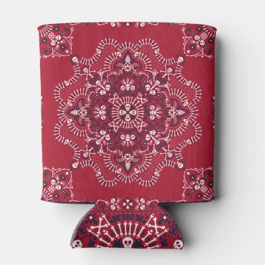 Paisley, schedels, bandana, vierkant ontwerp. blikjeskoeler (Achterkant)