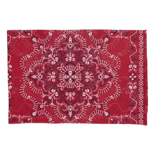 Paisley, schedels, bandana, vierkant ontwerp. kussensloop (Voorkant)