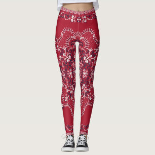 Paisley, schedels, bandana, vierkant ontwerp. leggings