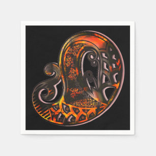 Paisley schildpad oranje zwart boho servet