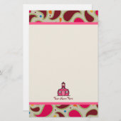Paisley & Schoolhouse Personalized Teacher Briefpapier (Voorkant / Achterkant)