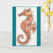 Paisley Seahorse Kaart (Gele Bloem)