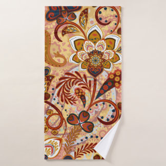 Paisley seamless pattern with flowers in indian st badhanddoek