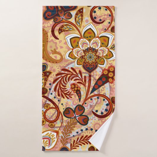 Paisley seamless pattern with flowers in indian st badhanddoek (Badhanddoek)