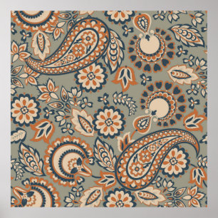 Paisley seamless vintage pattern. Backgrou Poster