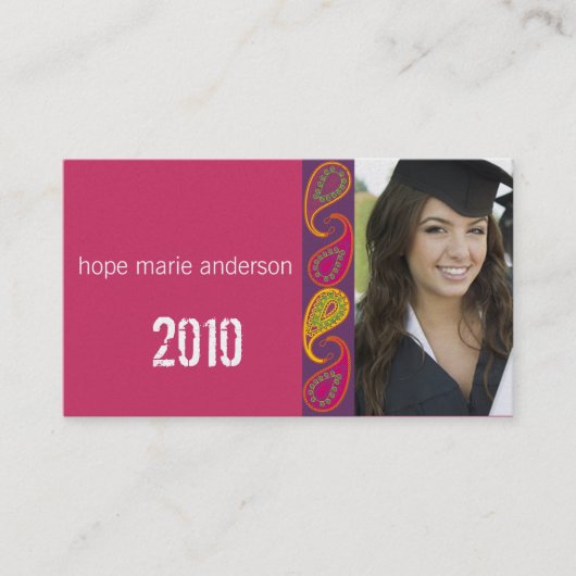 Paisley Senior Afbeeldingen Senior Profile Card Visitekaartje (Voorkant)