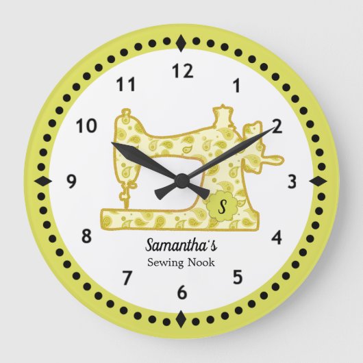 Paisley Sewing Machine Large Clock Grote Klok (Voorkant)
