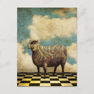  Paisley Sheep in Brown Briefkaart