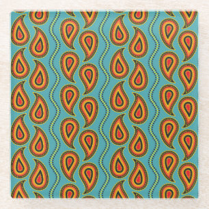 Paisley sierlijke textuur: Indiase elegantie. Glazen Onderzetter