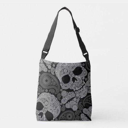 Paisley Skull Black Crossbody Tas (Voorkant)