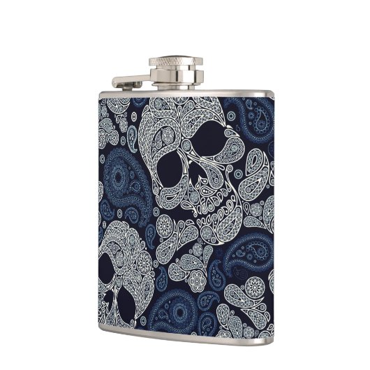 Paisley Skull Graphic Print Liquor Flask Heupfles (Links)