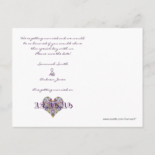  Paisley slaat de datum op Aankondigingskaart (Achterkant)