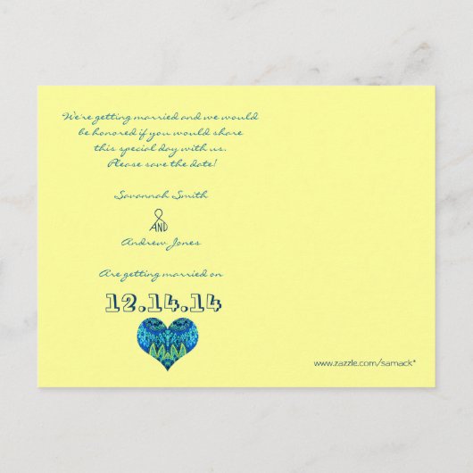 Paisley slaat de datum op Aankondigingskaart (Achterkant)