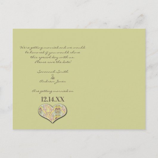 Paisley slaat de datum op Aankondigingskaart (Achterkant)