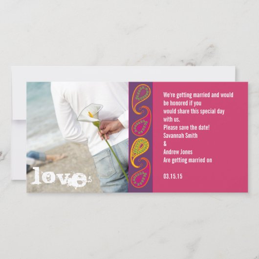 Paisley slaat de datum op save the date (Voorkant)