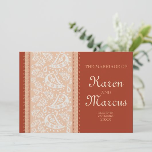 Paisley Spice Wedding 5x7 uitnodiging (Staand voorkant)
