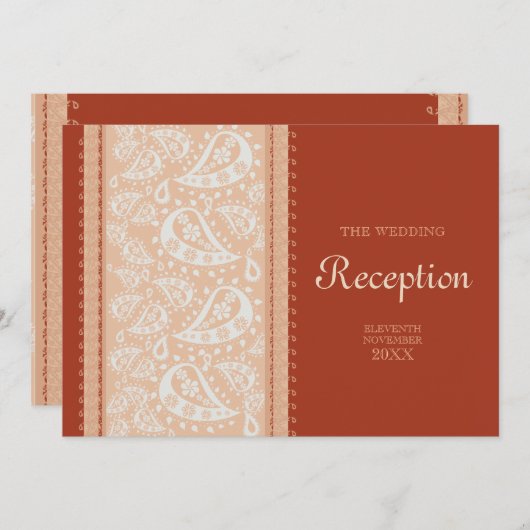 Paisley Spice Wedding Reception Kaart (Voorkant / Achterkant)