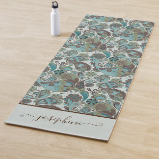 Paisley Stoffig Blauw Bruin  boho Yogamat