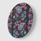 Paisley Streep: Zwart Decoratief Naadloos Grote Klok (Hoek)