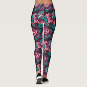 Paisley Streep: Zwart Decoratief Naadloos Leggings (Achterkant)