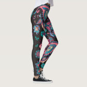Paisley Streep: Zwart Decoratief Naadloos Leggings (Rechts)