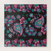 Paisley Streep: Zwart Decoratief Naadloos Legpuzzel (Horizontaal)