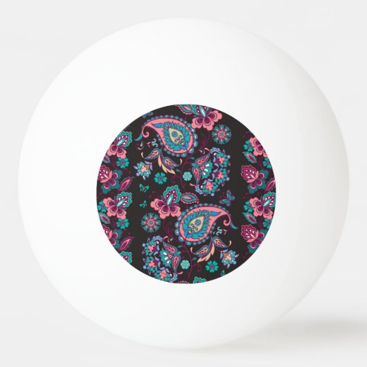 Paisley Streep: Zwart Decoratief Naadloos Pingpongbal (Voorkant)