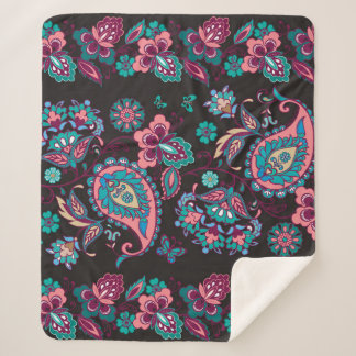 Paisley Streep: Zwart Decoratief Naadloos Sherpa Deken