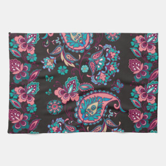 Paisley Streep: Zwart Decoratief Naadloos Theedoek