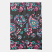 Paisley Streep: Zwart Decoratief Naadloos Theedoek (Verticaal)