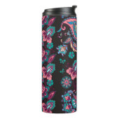 Paisley Streep: Zwart Decoratief Naadloos Thermosbeker (Gedraaid links)