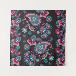 Paisley Streep: Zwart Decoratief Naadloos Wandkleed